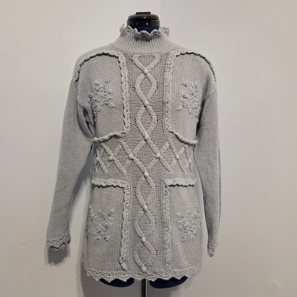Vintage Light Blue Ramie Cotton Sweater Size S